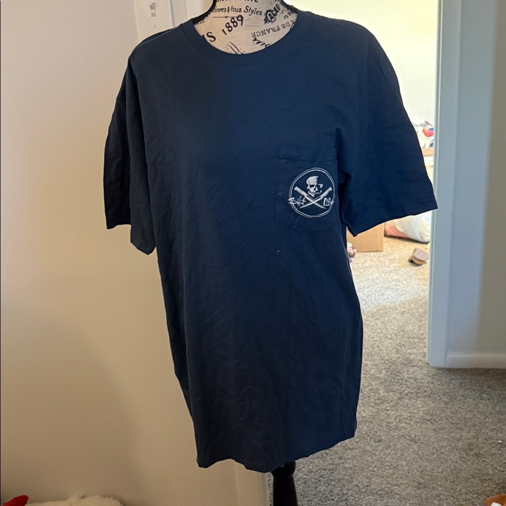 Salt Life Navy Short Sleeve Pocket Tee with Skull & Crossbones